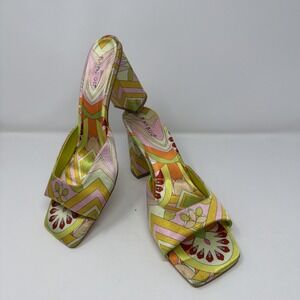 GORGEOUS Colorful Printed Square Toe Block Heel Size 11
